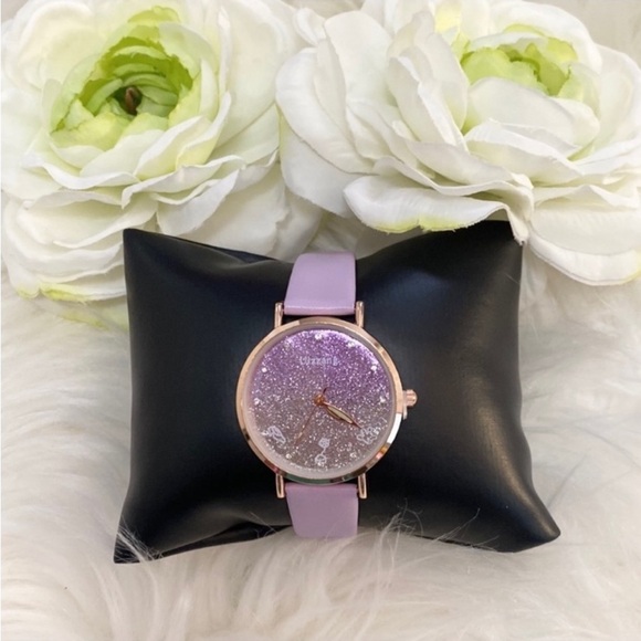 Purple & Silver Glitter Watch With Light Purple Band New!